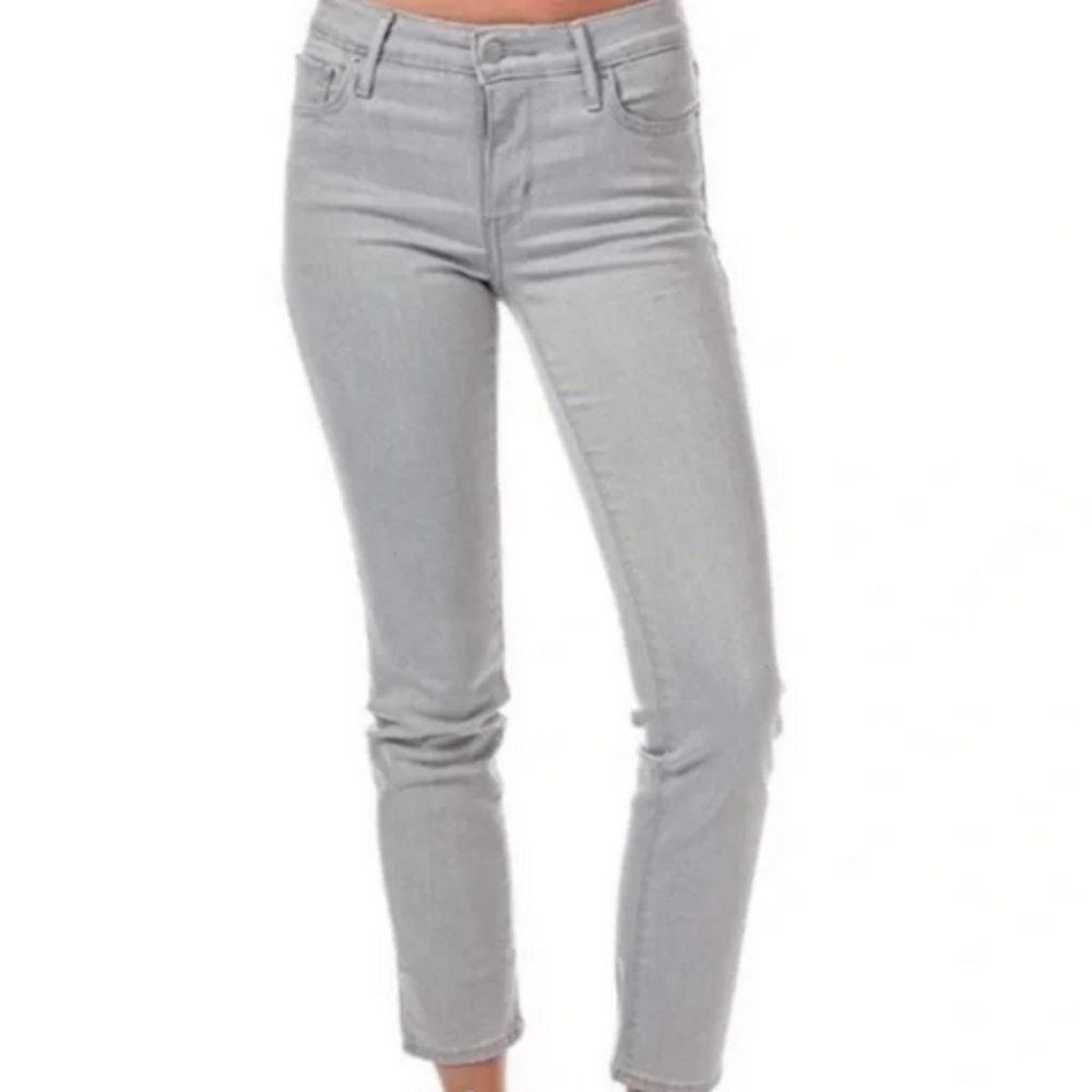 Levi's light gray skinny stretch raw hem cutoff jeans size 27 - Picture 12 of 12